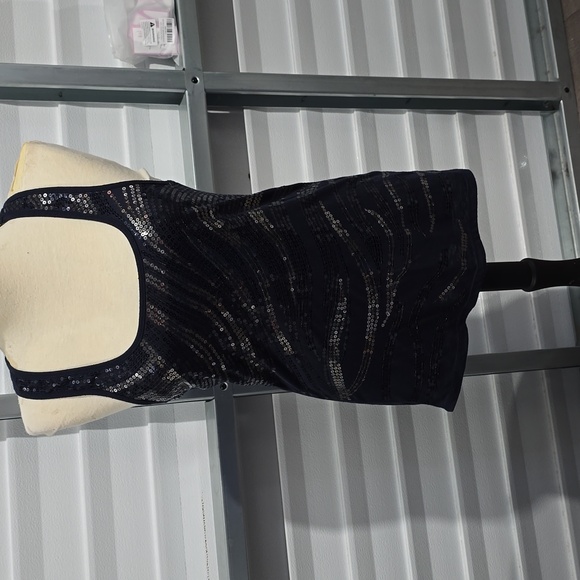 Almost Famous Tops - Almost Famous Navy Blue Silver‎ Sequined  Tank Top Size Large